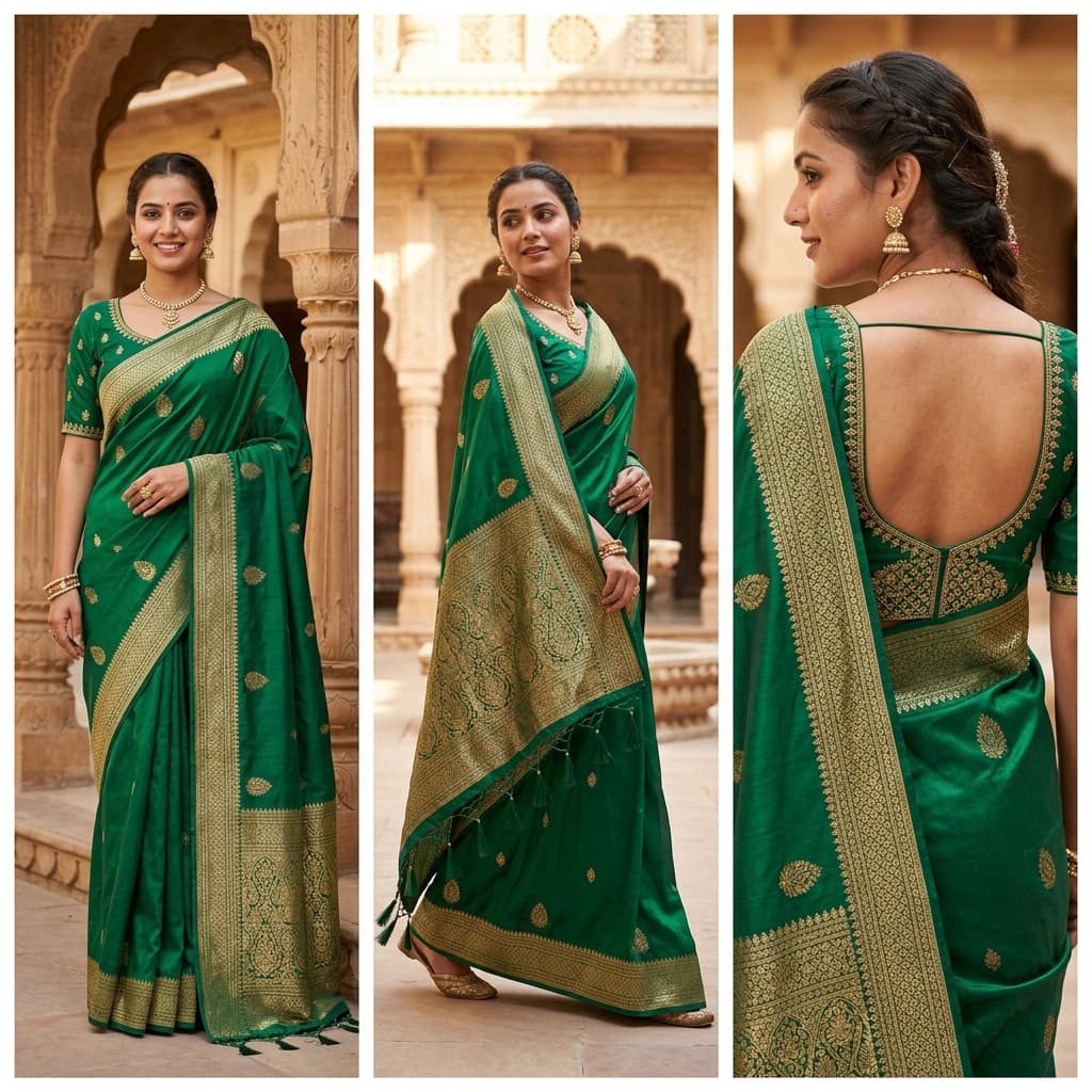 AI On-Model Output: Banarasi Silk Saree
