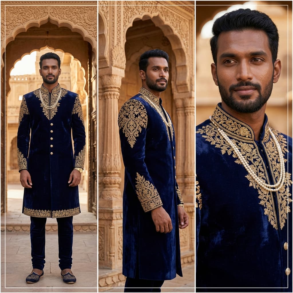 AI On-Model Output: Royal Heritage Sherwani